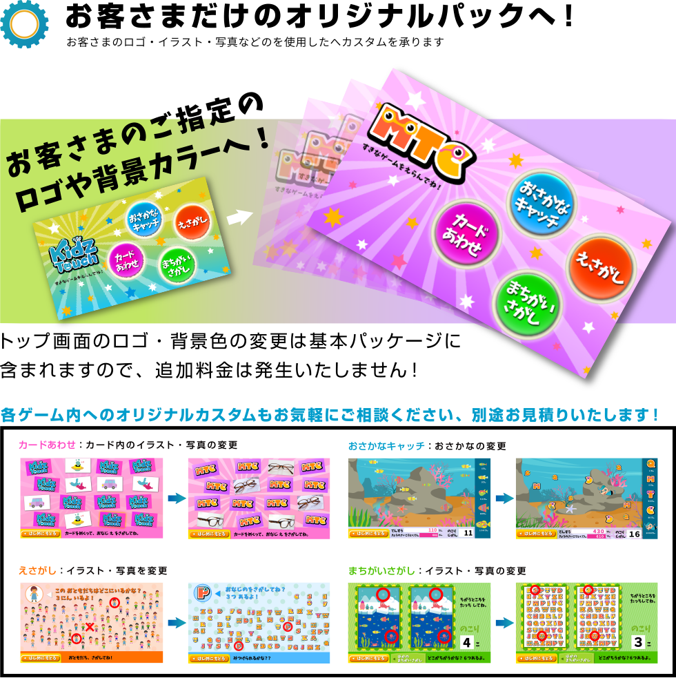 お客さまだけのオリジナルパックへ!カスタム承ります。